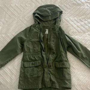 Girls 4T Khaki green hooded, cotton-lined jacket